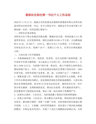 委派社区担任第一书记个人工作总结 