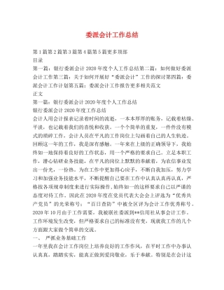 委派会计工作总结 