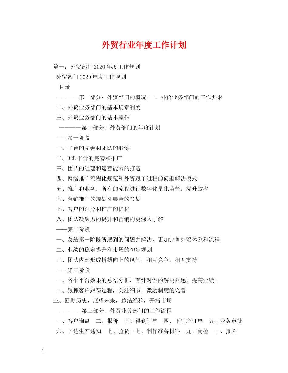 外贸行业年度工作计划 _第1页