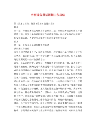 外贸业务员试用期工作总结 