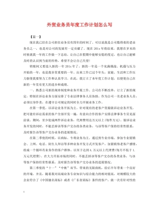 外贸业务员年度工作计划怎么写 