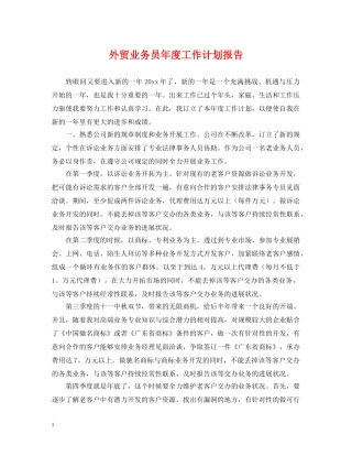外贸业务员年度工作计划报告 