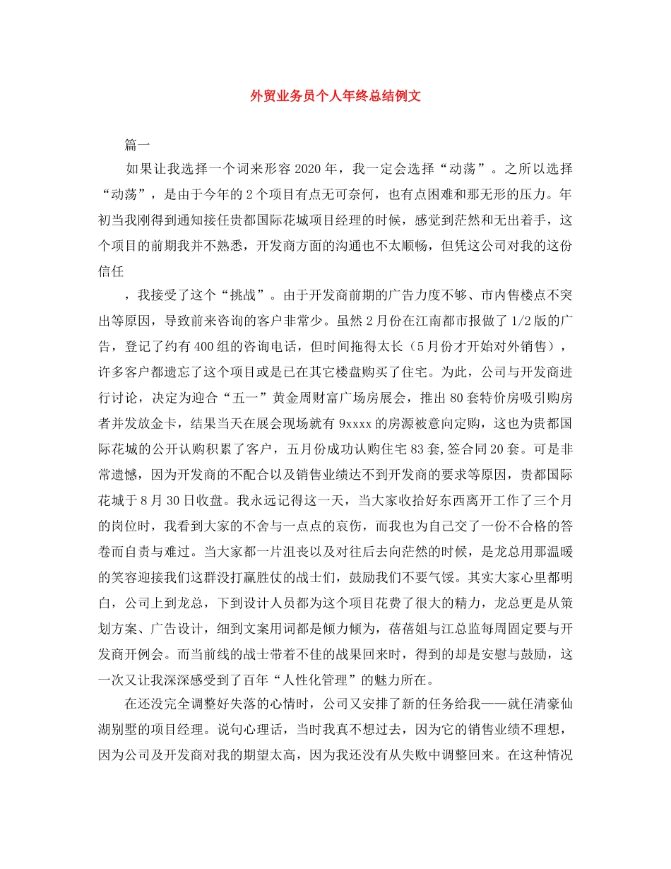 外贸业务员个人年终总结例文 _第1页
