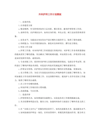 外科护师工作计划模板 