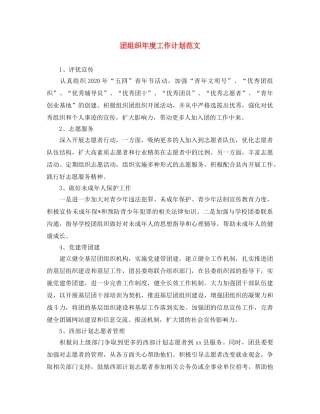 团组织年度工作计划范文 