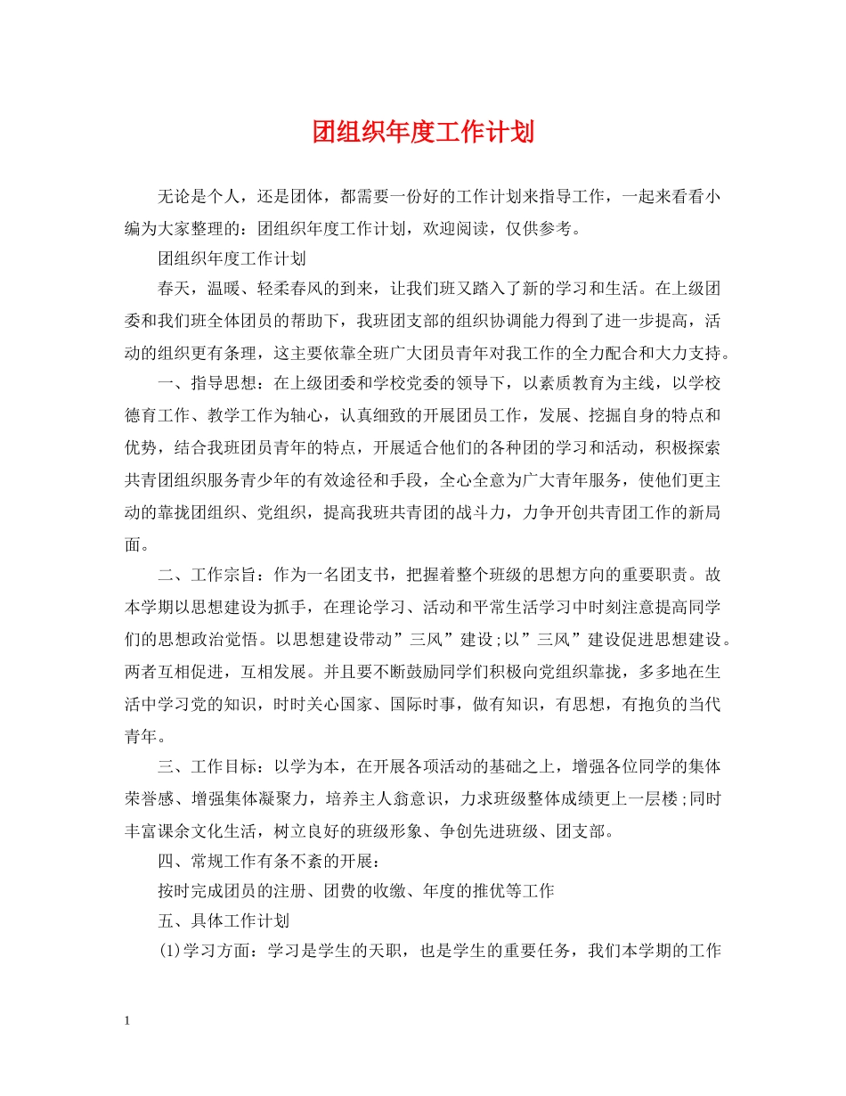 团组织年度工作计划2 _第1页