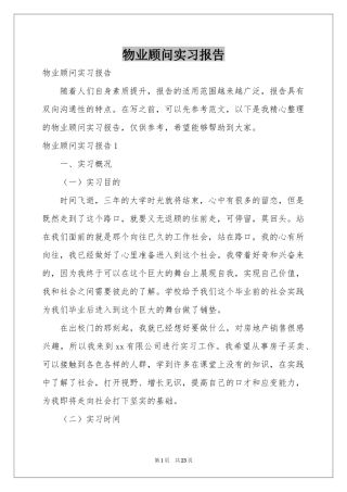 物业顾问实习报告