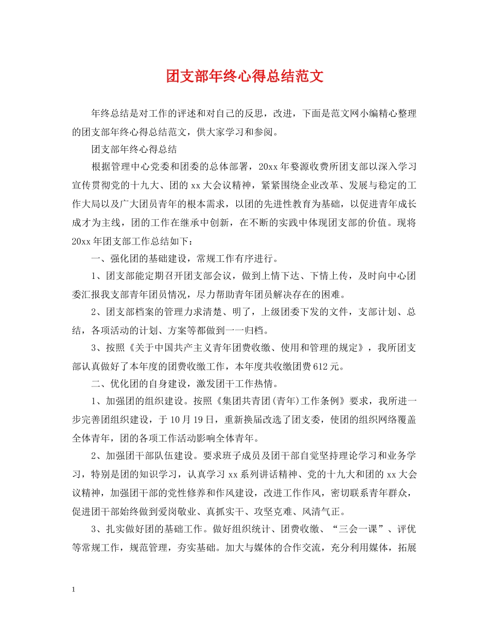 团支部年终心得总结范文 _第1页