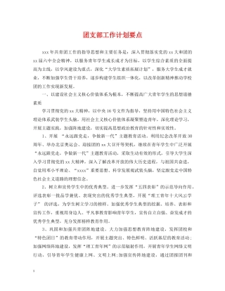 团支部工作计划要点 