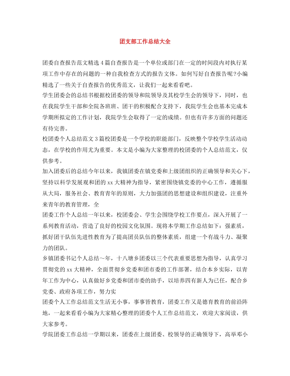 团支部工作总结大全 _第1页