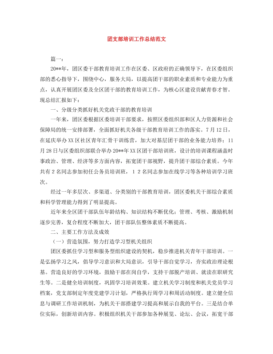 团支部培训工作总结范文 _第1页