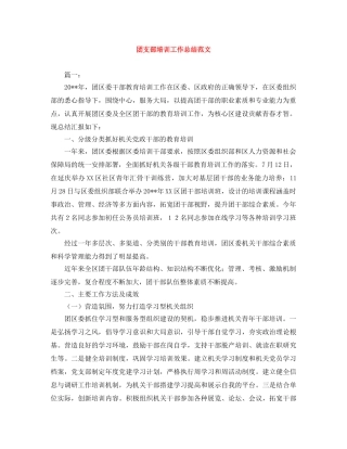 团支部培训工作总结范文 