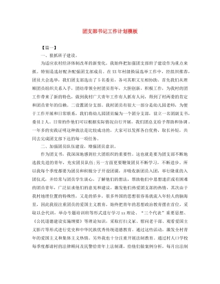 团支部书记工作计划模板 