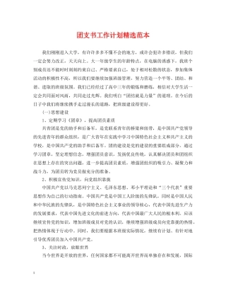 团支书工作计划精选范本 