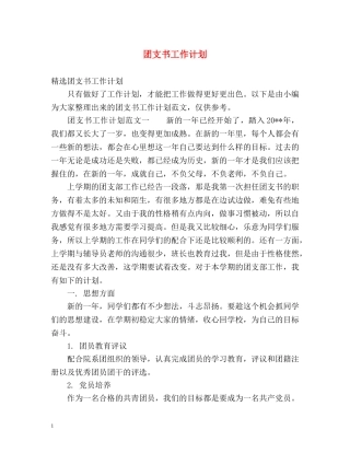 团支书工作计划 