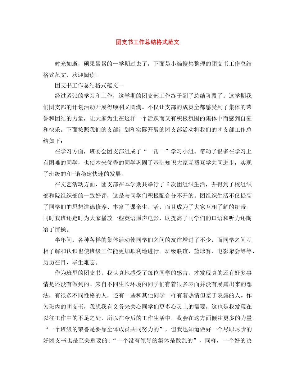 团支书工作总结格式范文 _第1页