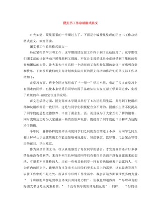 团支书工作总结格式范文 