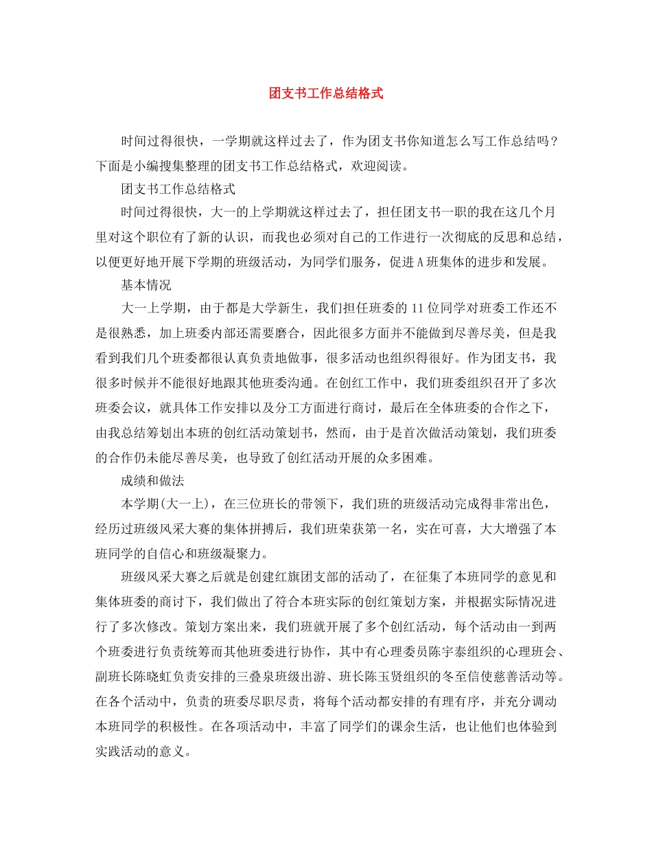 团支书工作总结格式 _第1页