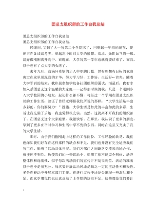 团总支组织部的工作自我总结 