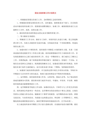 团总支组织部工作计划范文 