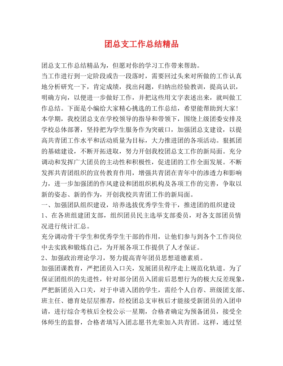 团总支工作总结精品 _第1页