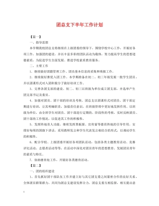 团总支下半年工作计划 