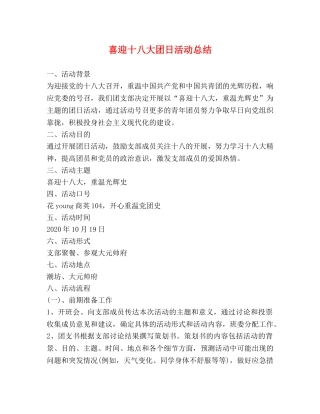 喜迎十八大团日活动总结 