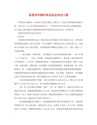 县领导乡镇年终总结会讲话3篇 