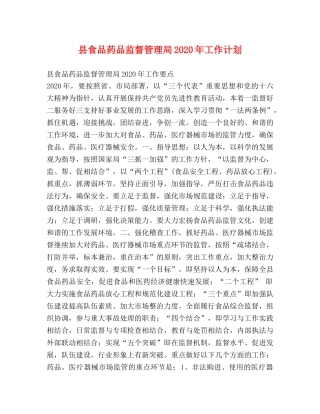县食品药品监督管理局2024年工作计划 
