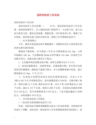 县防汛抗洪工作总结 