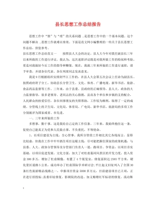 县长思想工作总结报告 