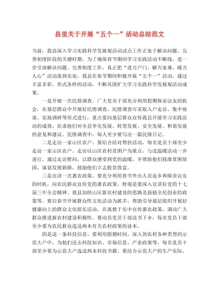 县里关于开展“五个一”活动总结范文 