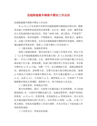 县超限超载车辆集中整治工作总结 (2) 