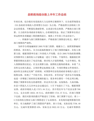 县财政局综合股上半年工作总结 