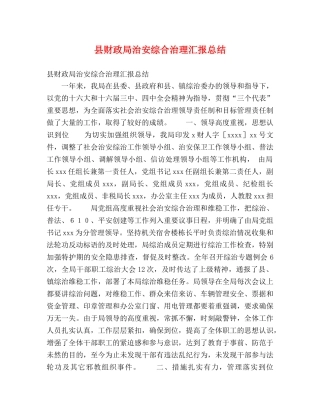 县财政局治安综合治理汇报总结 