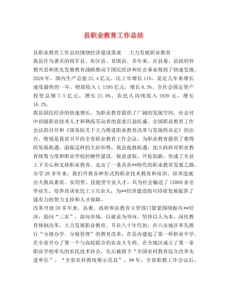县职业教育工作总结 