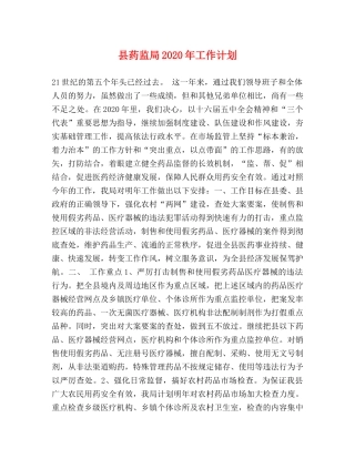 县药监局2024年工作计划 