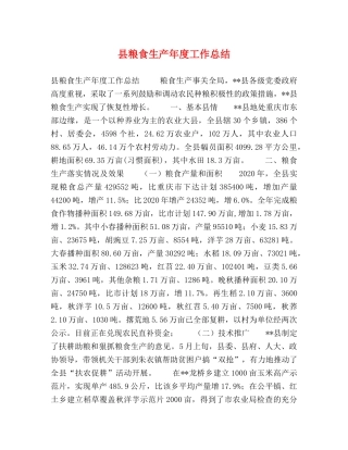 县粮食生产年度工作总结 