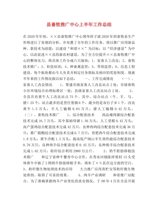 县畜牧推广中心上半年工作总结 