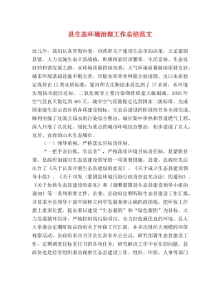 县生态环境治理工作总结范文 