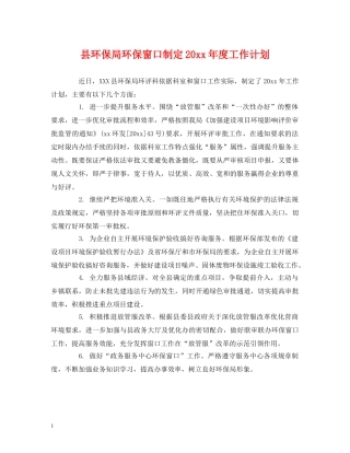 县环保局环保窗口制定20xx年度工作计划 