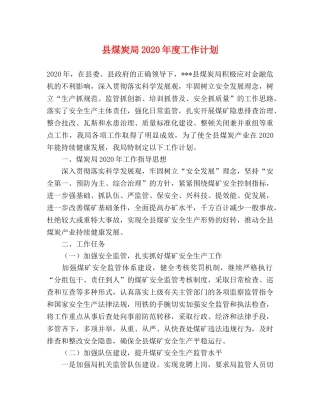 县煤炭局2024年度工作计划 