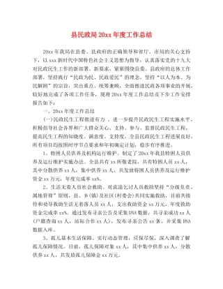 县民政局20xx年度工作总结 
