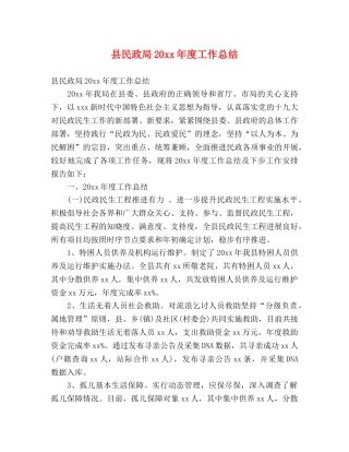 县民政局20xx年度工作总结 (2) 