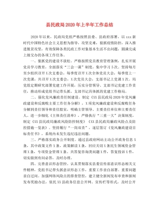 县民政局2024年上半年工作总结 