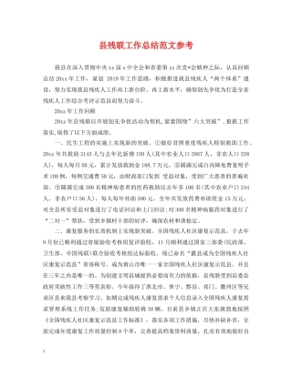 县残联工作总结范文参考 