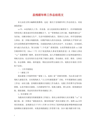 县残联年终工作总结范文 