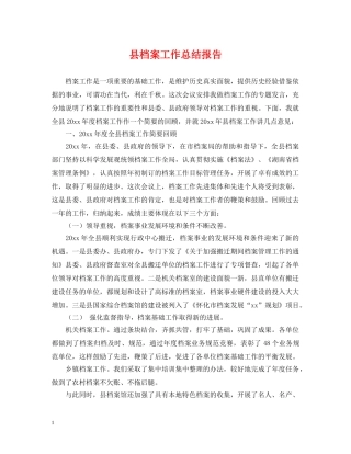 县档案工作总结报告 