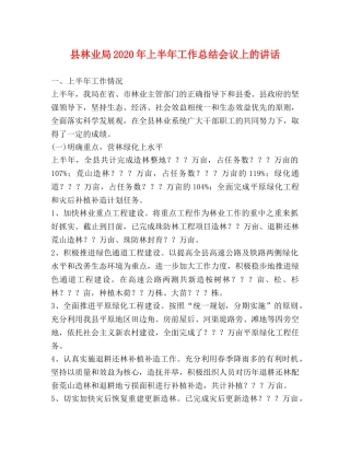 县林业局2024年上半年工作总结会议上的讲话 