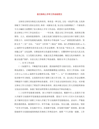 县文体局上半年工作总结范文 
